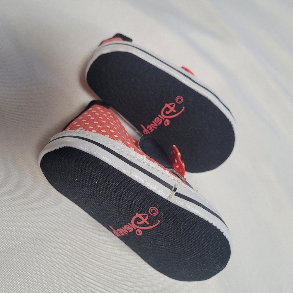 Disney Minnie Mouse Baby Girls  Polka Dot Slip On Shoes Size 3-6 months - Picture 5 of 6